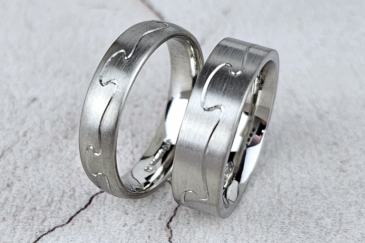 custom made wedding rings with different profiles — Aurum designer-jewellers, Worthing, West Sussex