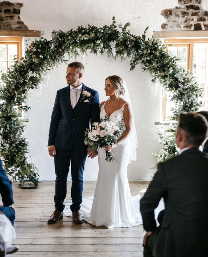 Our beautiful floral moon arch gives a stunning backdrop — MHC Events, Leaden Roding, Dunmow, Essex, essex